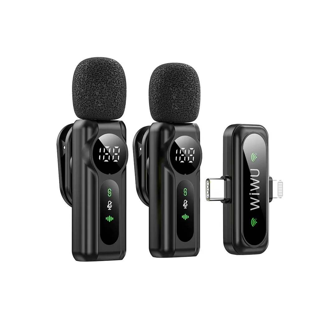 WIWU Wi-WM007 Dual Wireless Lavalier Microphone with Real-Time Noise Reduction and Dual-Mode Receiver - Image 5