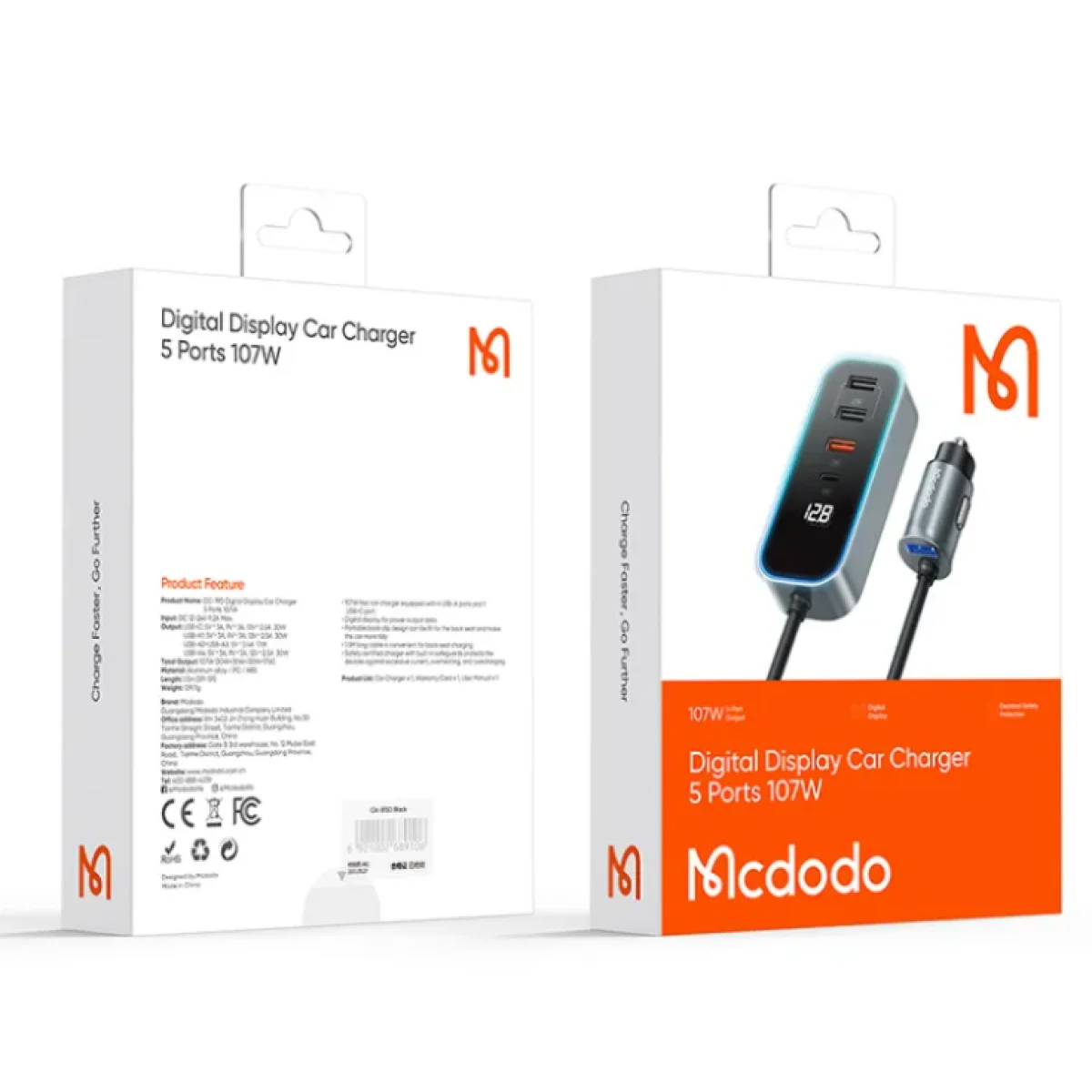 Mcdodo CC-1900 107W 4-Port USB & Type-C Car Charger with Digital Display - Thumbnail 7