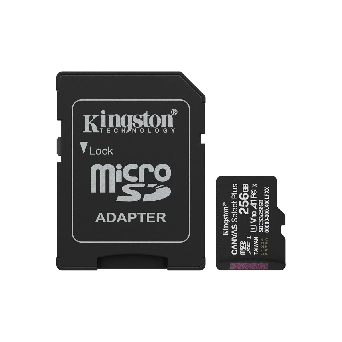كرت ذاكرة Kingston SDCS3 Canvas Select Plus microSDXC سعة 256GB بسرعة تصل إلى 150MB/s A1 Class 10 UHS-I مع محول - Image 2