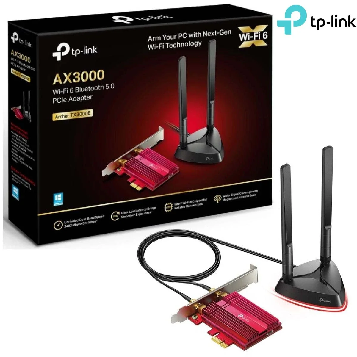 محول PCIe TP-LINK Archer TX3000E Wi-Fi 6 AX3000 وBluetooth 5.0