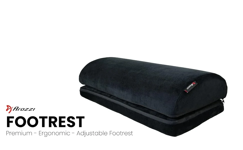 Arozzi Adjustable Memory Foam Under-Desk Footrest - Dark Grey - Image 8