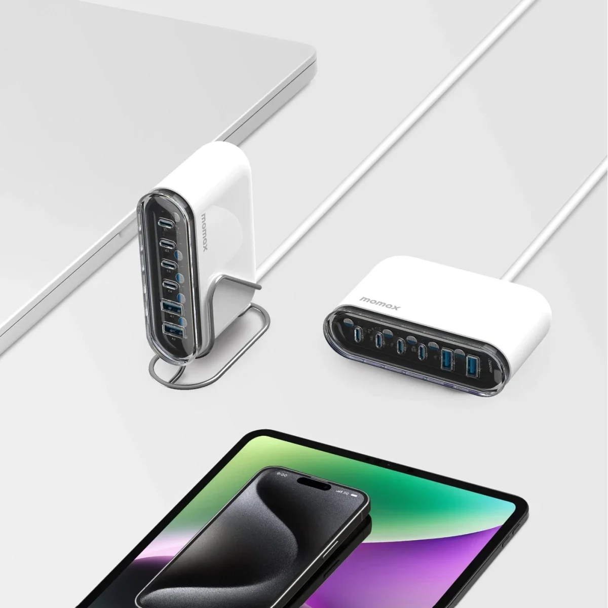 محطة شحن MOMAX UM55 1-Charge Flow بقدرة 120 واط وتقنية GaN و6 منافذ - أبيض - Thumbnail 4