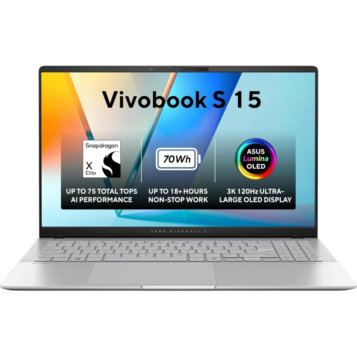 Asus Vivobook S 15 (2024) S5507QA Snapdragon X Elite X1E-78-100 32GB RAM 1TB SSD 15.6-Inch 3K OLED 120Hz Laptop - Cool Silver