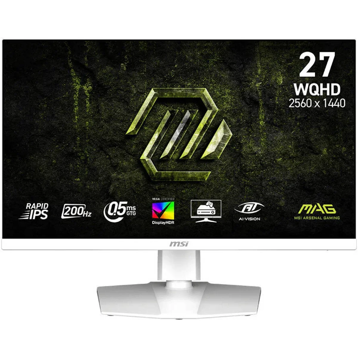 شاشة ألعاب MSI 27 إنش Rapid IPS بدقة WQHD 2K ومعدل تحديث 200 هرتز - بيضاء MAG 274QRFW E20