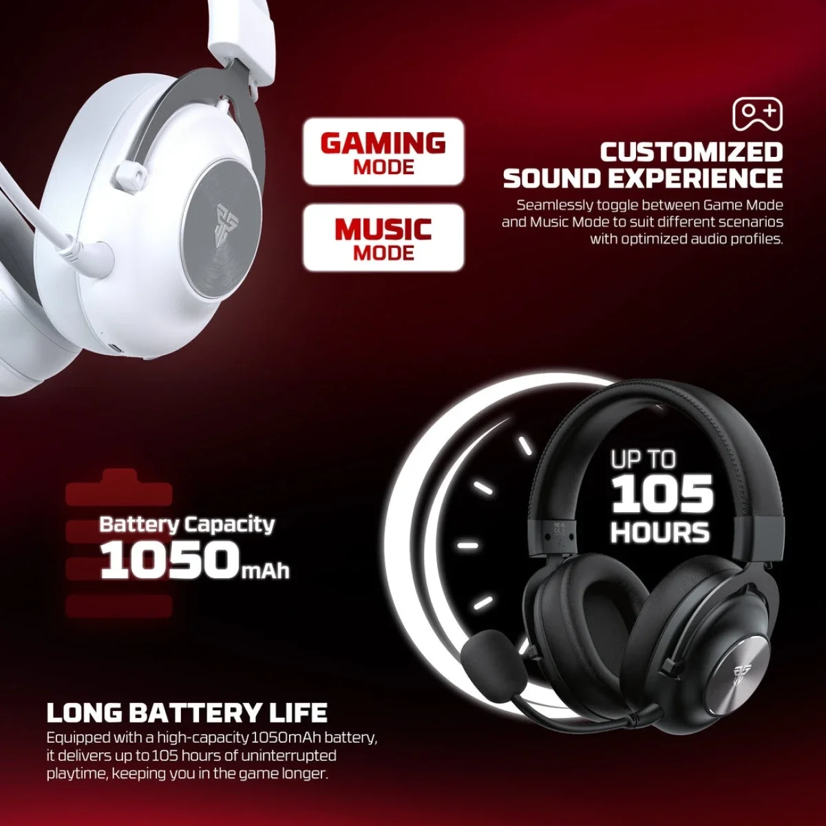 Fantech STELLAR WHG05 Multi-Platform Wireless Gaming Headset White - Image 4