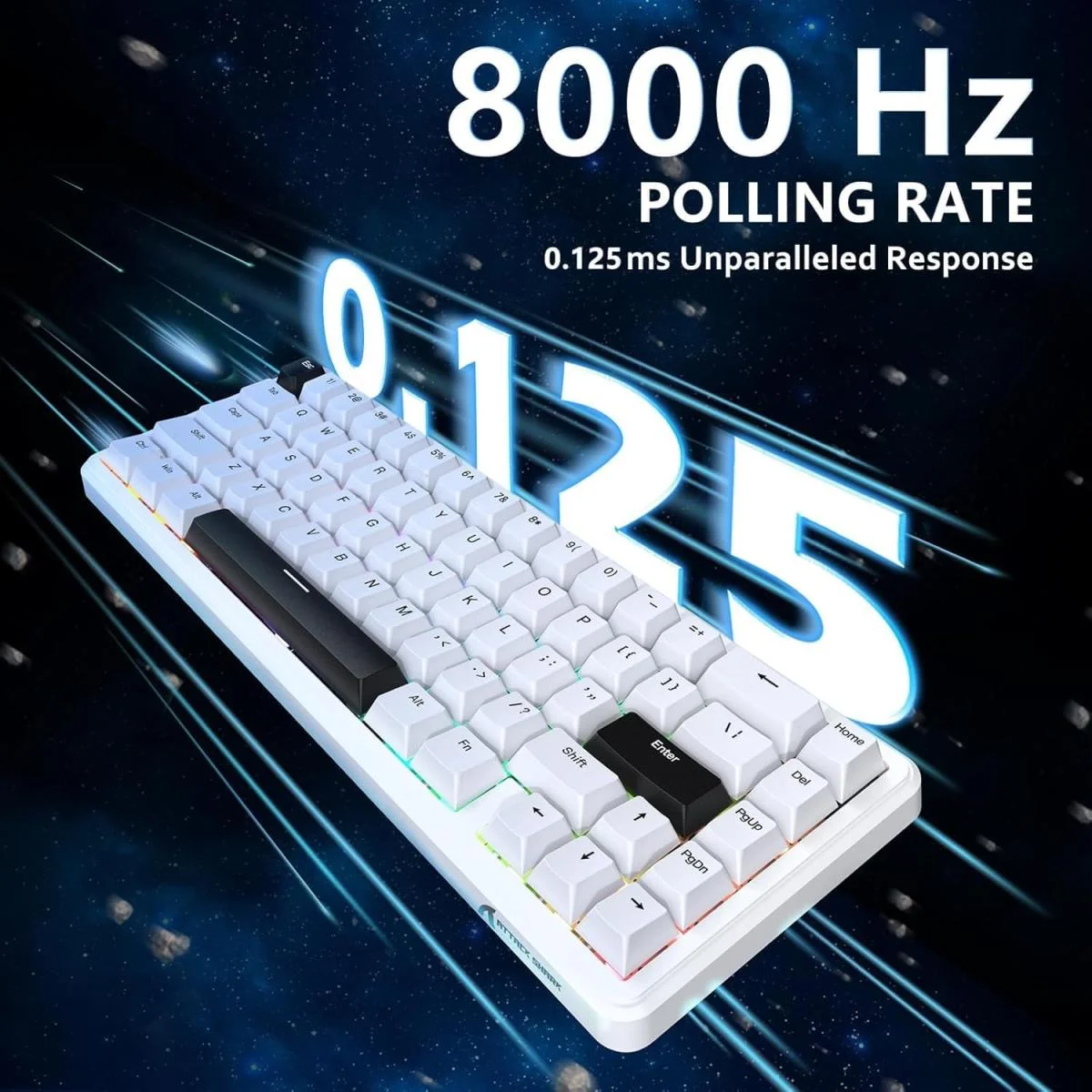 ATTACK SHARK X65 HE Wired 65% Magnetic Switch Gaming Keyboard White Arabic Layout - Image 4