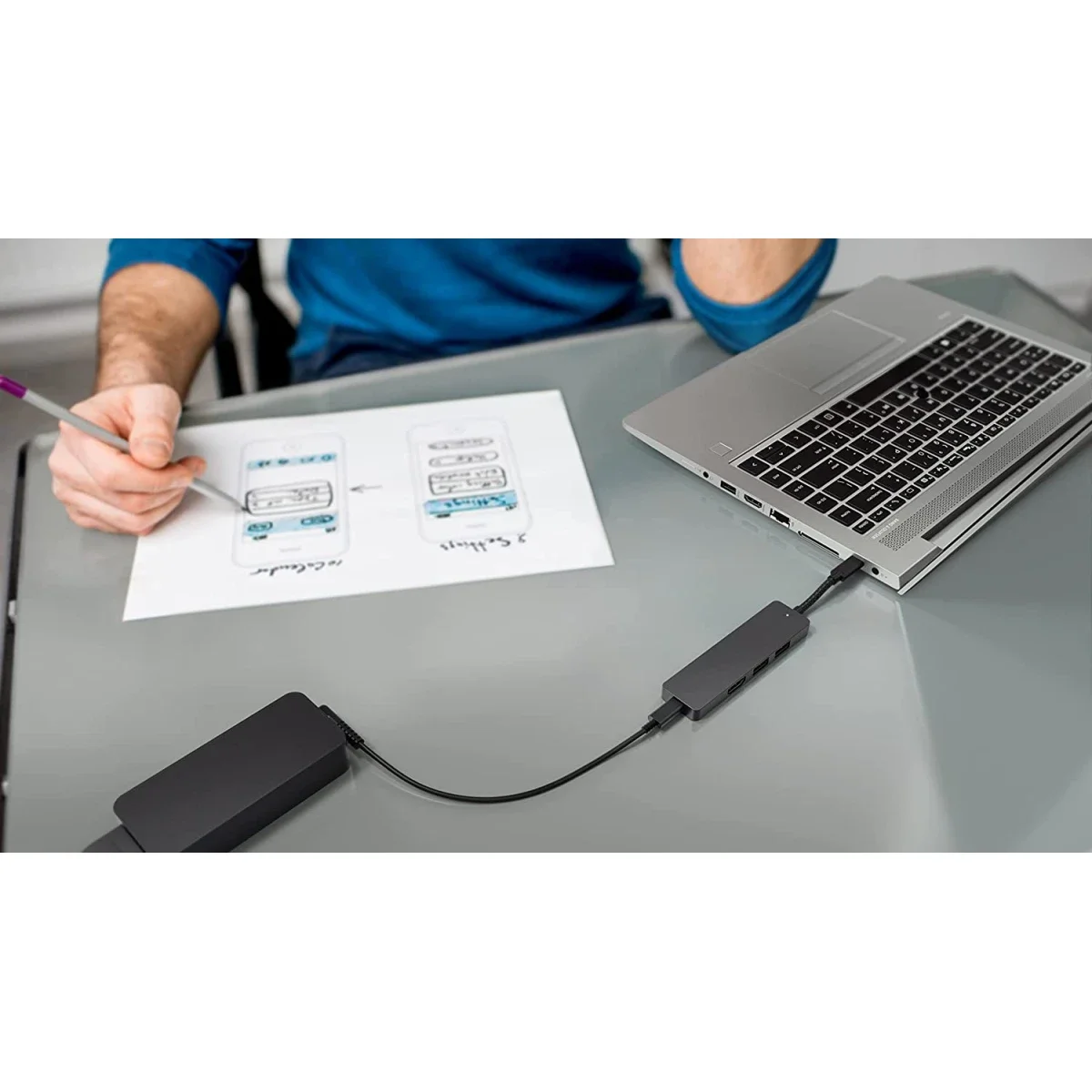 HP Elite USB-C Hub with 90W Pass-Through Charging, USB-A and HDMI - Black - Image 5