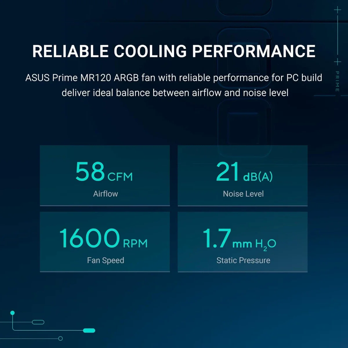 مروحة كيس Asus Prime MR120 ARGB مقاس 120 مم باللون الأبيض - Thumbnail 5