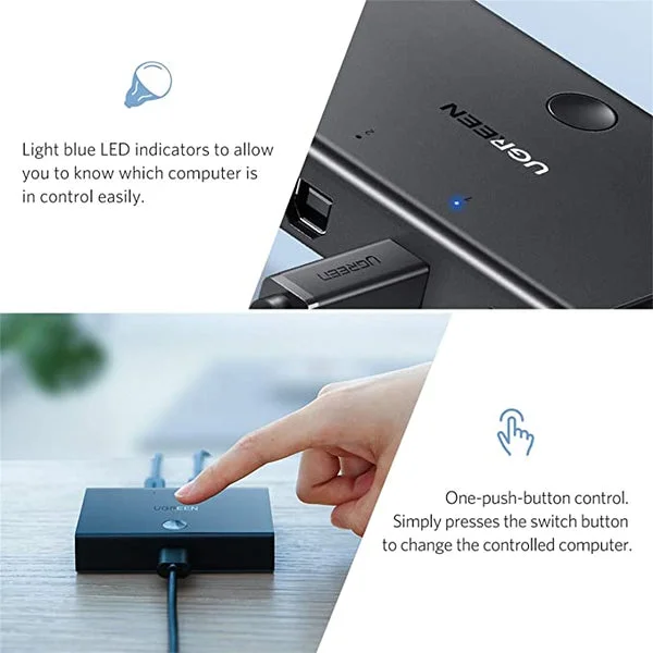 سويتش مشاركة USB Ugreen 30345 بتقنية USB 2.0 مدخلين ومخرج واحد KM - Image 5