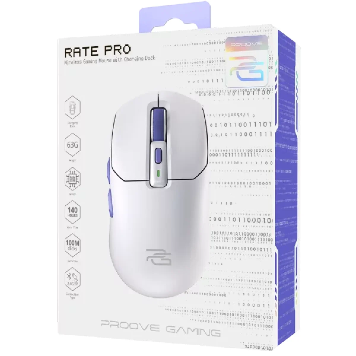ماوس ألعاب Proove Rate Pro لاسلكي ثلاثي الوضع 26000 DPI مع قاعدة شحن أبيض WMRPCD022002 - Image 10