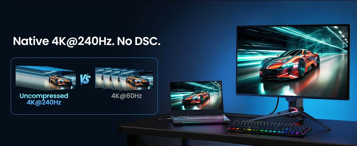 Silkland S1410 80Gbps USB-C to DisplayPort 2.1 Cable, 16K 60Hz, 8K 240Hz, 6.6ft - Thumbnail 12