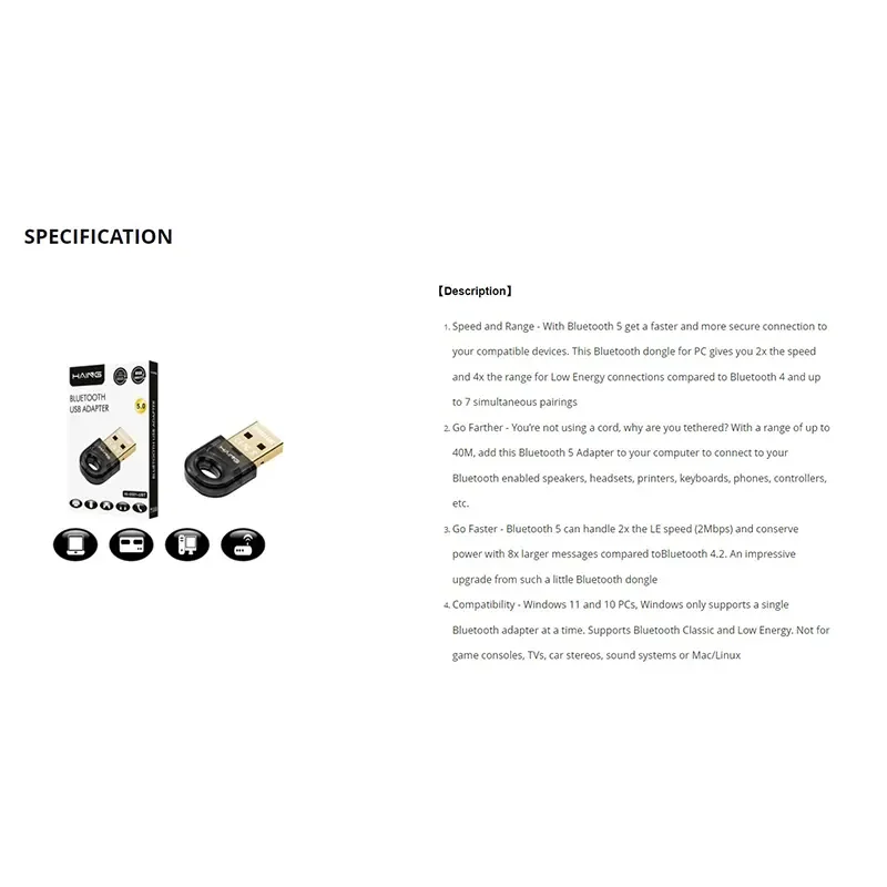 محول بلوتوث HAING HI-0501-UBT بإصدار 5.0 ومنفذ USB - Thumbnail 3