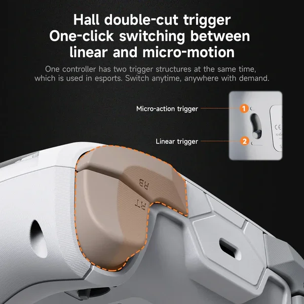 يد تحكم AJAZZ GP100 ميكانيكية بتقنية Hall Effect سلكية ولاسلكية بلوتوث للكمبيوتر وSwitch وAndroid وiOS – أبيض - Image 5