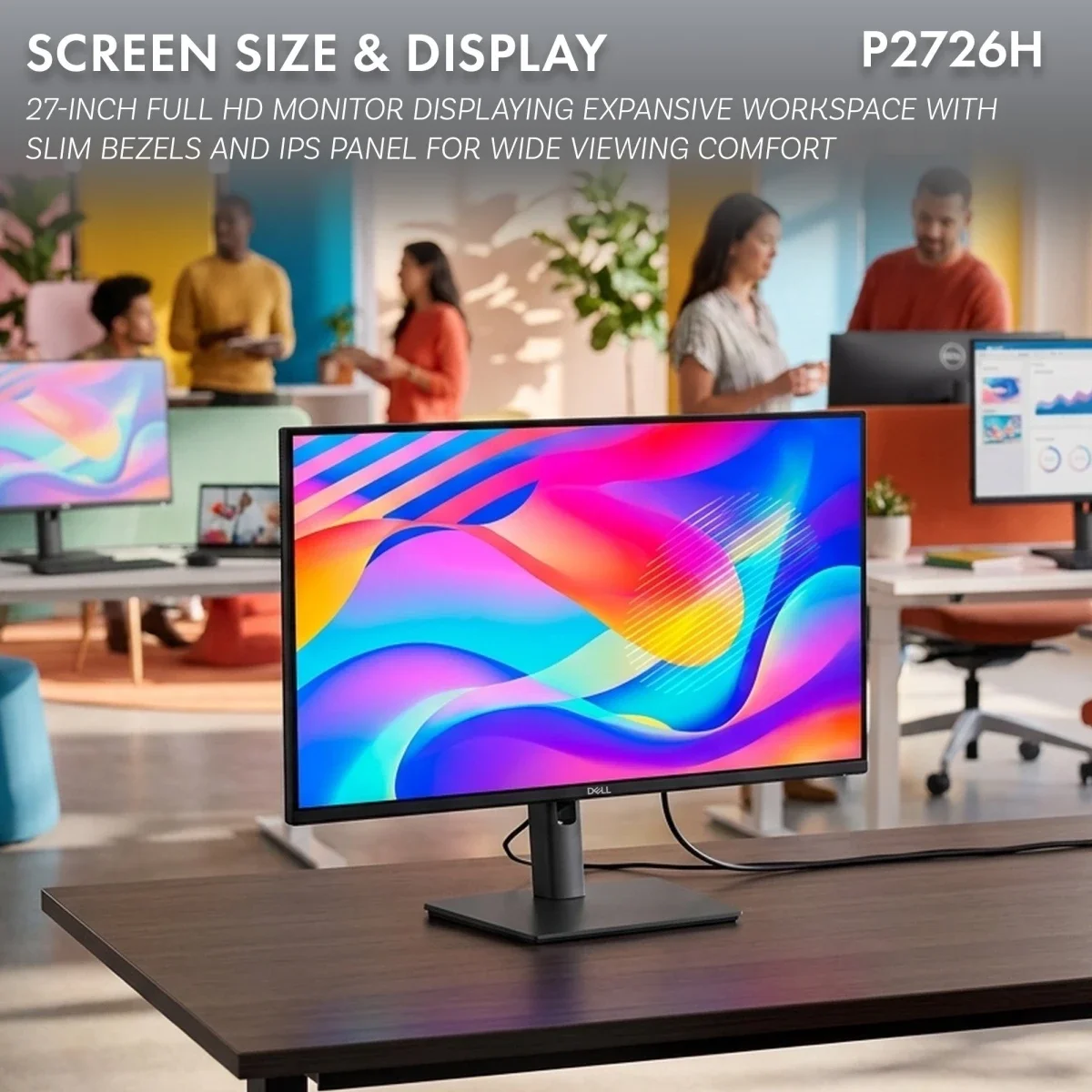Dell P2726H (2026) 27-inch IPS Full HD 120Hz Monitor, Adjustable Stand, DisplayPort, HDMI, VGA, USB Hub, USB-C up to 15W - Thumbnail 3
