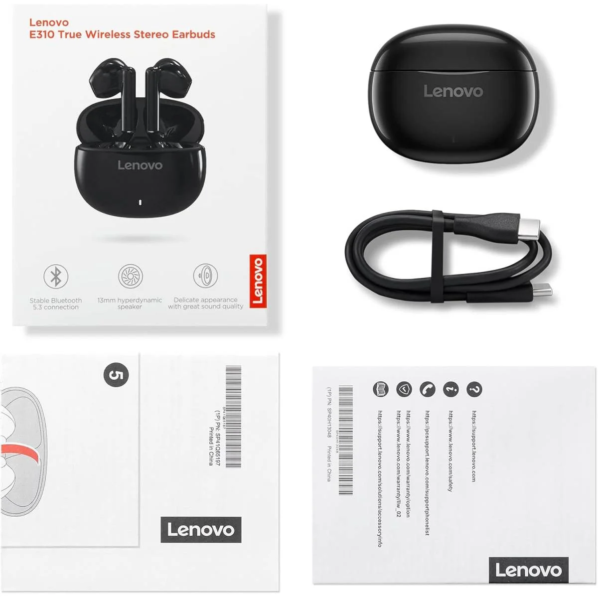 سماعات أذن لاسلكية Lenovo E310 بلوتوث 5.3 وENC وسماعة 13 مم وبطارية 20 ساعة أسود - Image 6