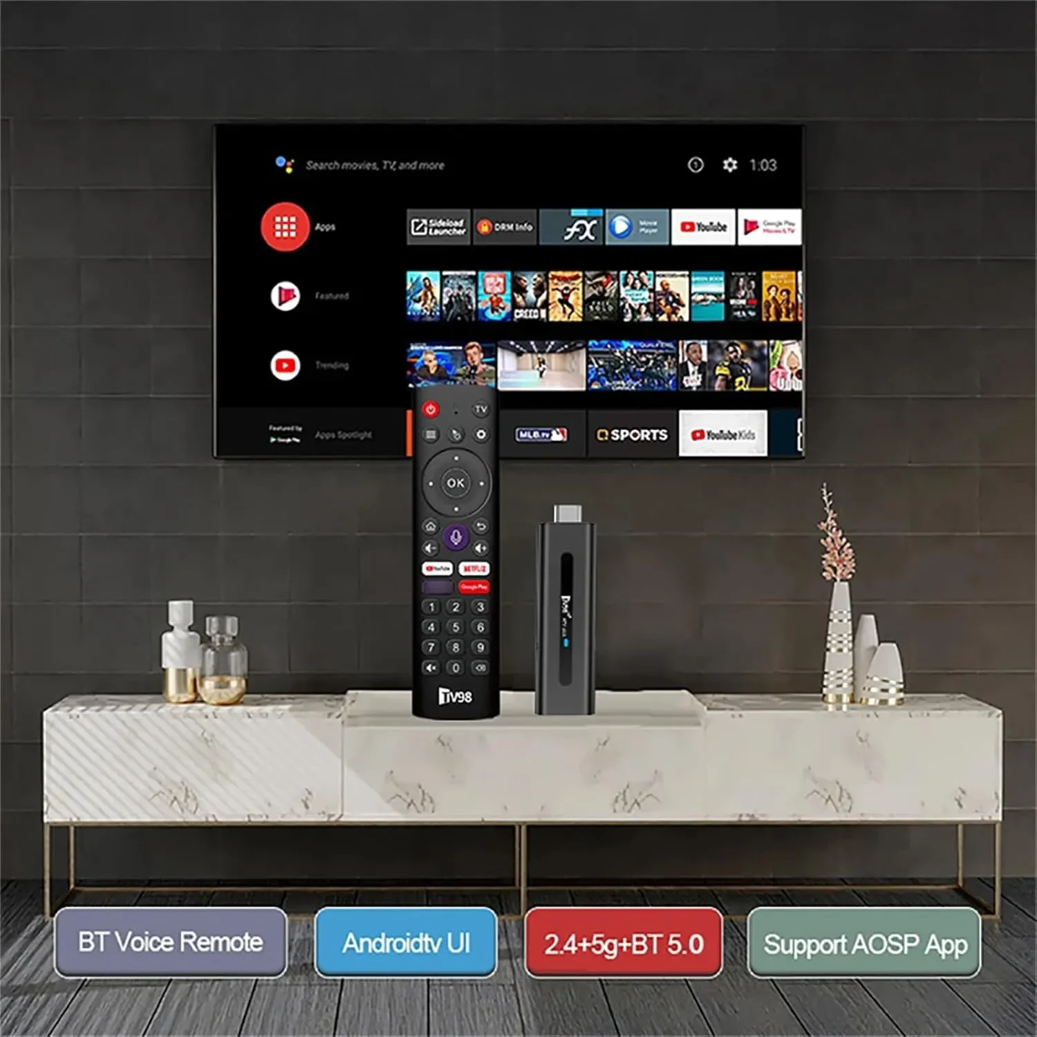 جهاز أندرويد للتلفزيون TV98 RK3518 بذاكرة رام 2GB وتخزين 16GB - Thumbnail 6