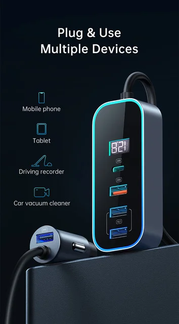 Mcdodo CC-1900 107W 4-Port USB & Type-C Car Charger with Digital Display - Thumbnail 19