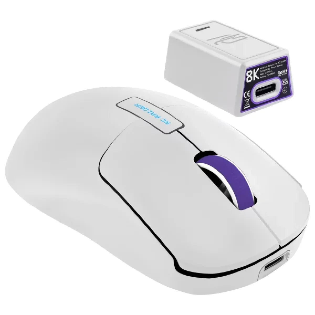 Proove RC Raider 8K Tri-Mode Wireless Gaming Mouse 32000 DPI White/Purple - Thumbnail 6
