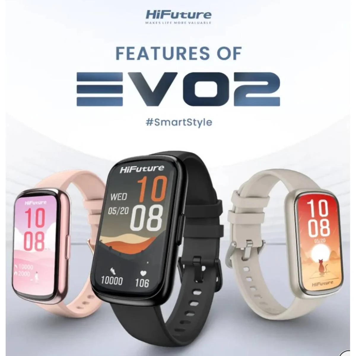 HiFuture EVO2 Smartwatch with 1.47 Inch IPS Display, 7 Days Battery Life, 100+ Sport Modes, IP68 Waterproof, White - Thumbnail 6
