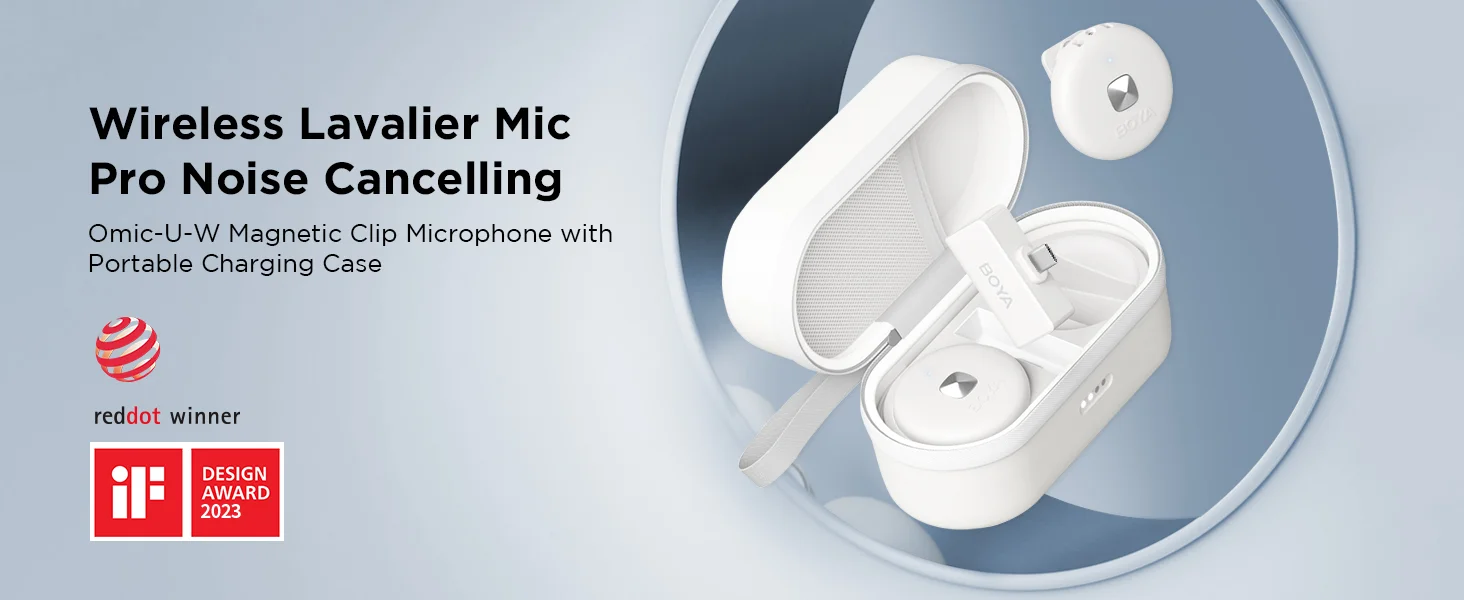 Boya Omic-U Wireless USB-C Lavalier Microphone with Noise Cancellation, White - Thumbnail 8
