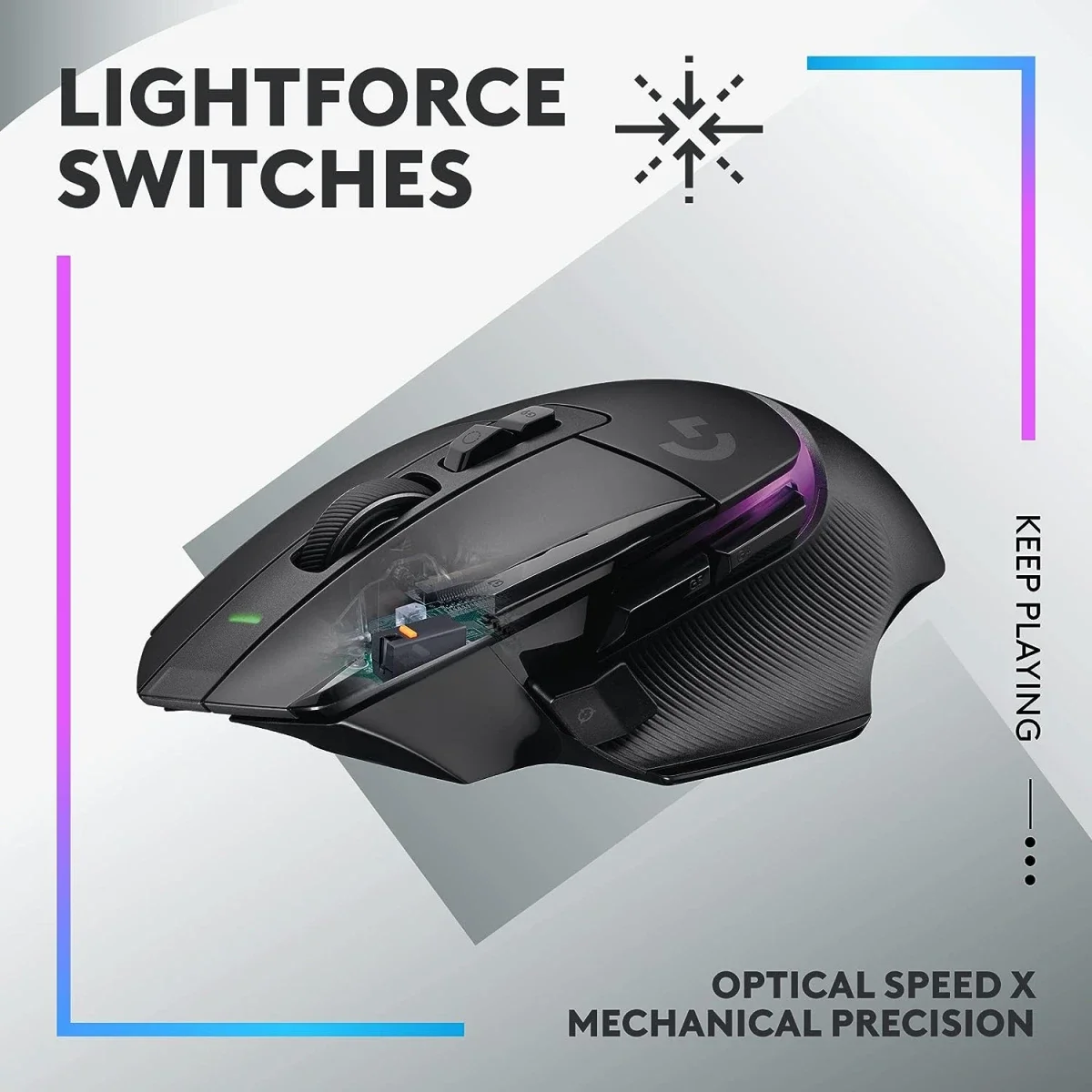 ماوس ألعاب Logitech G502 X PLUS لاسلكي بمستشعر HERO 25K، أسود - Thumbnail 3