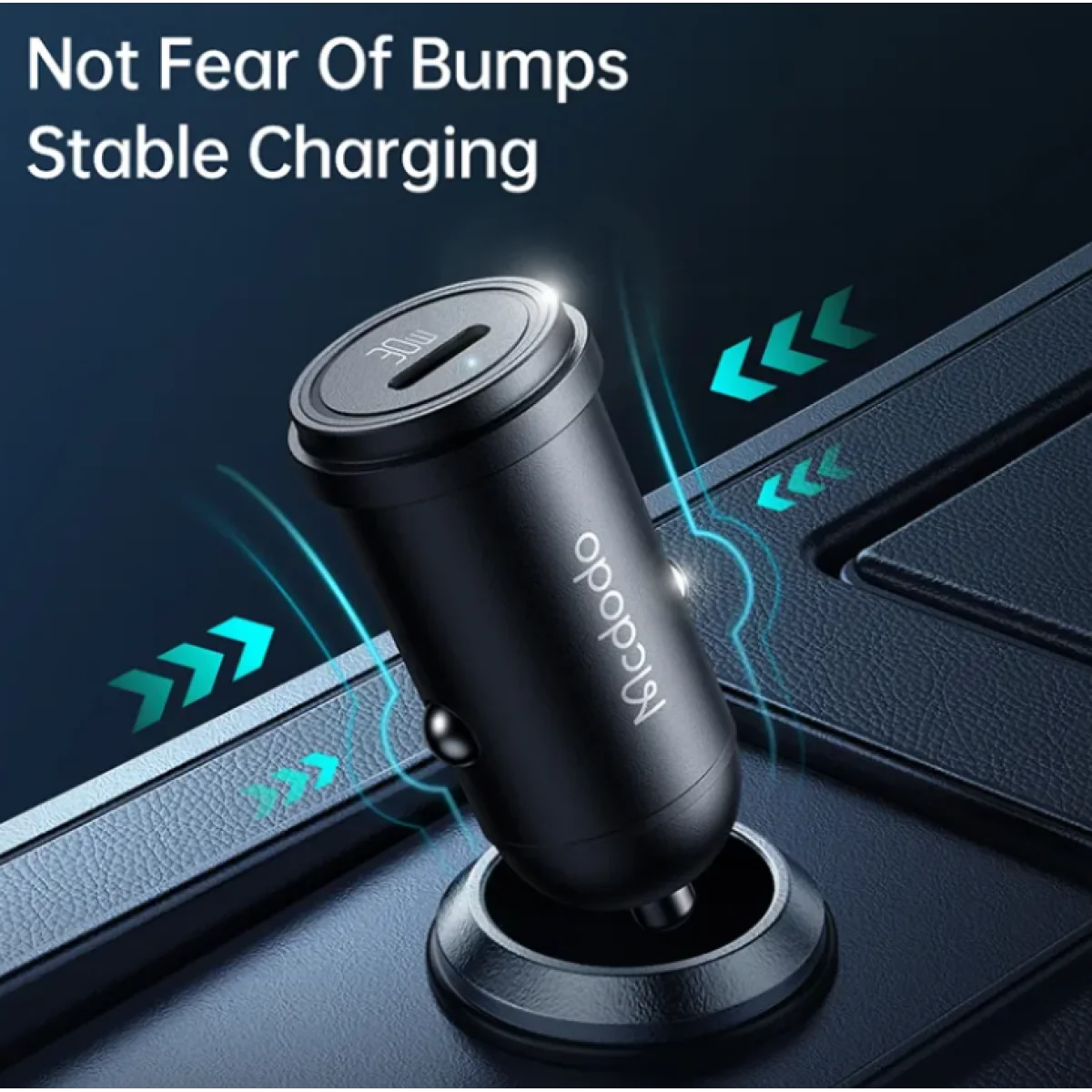 شاحن سيارة Mcdodo CC-7491 بقدرة 30 واط PD مع كابل USB-C إلى USB-C، أسود - Image 3