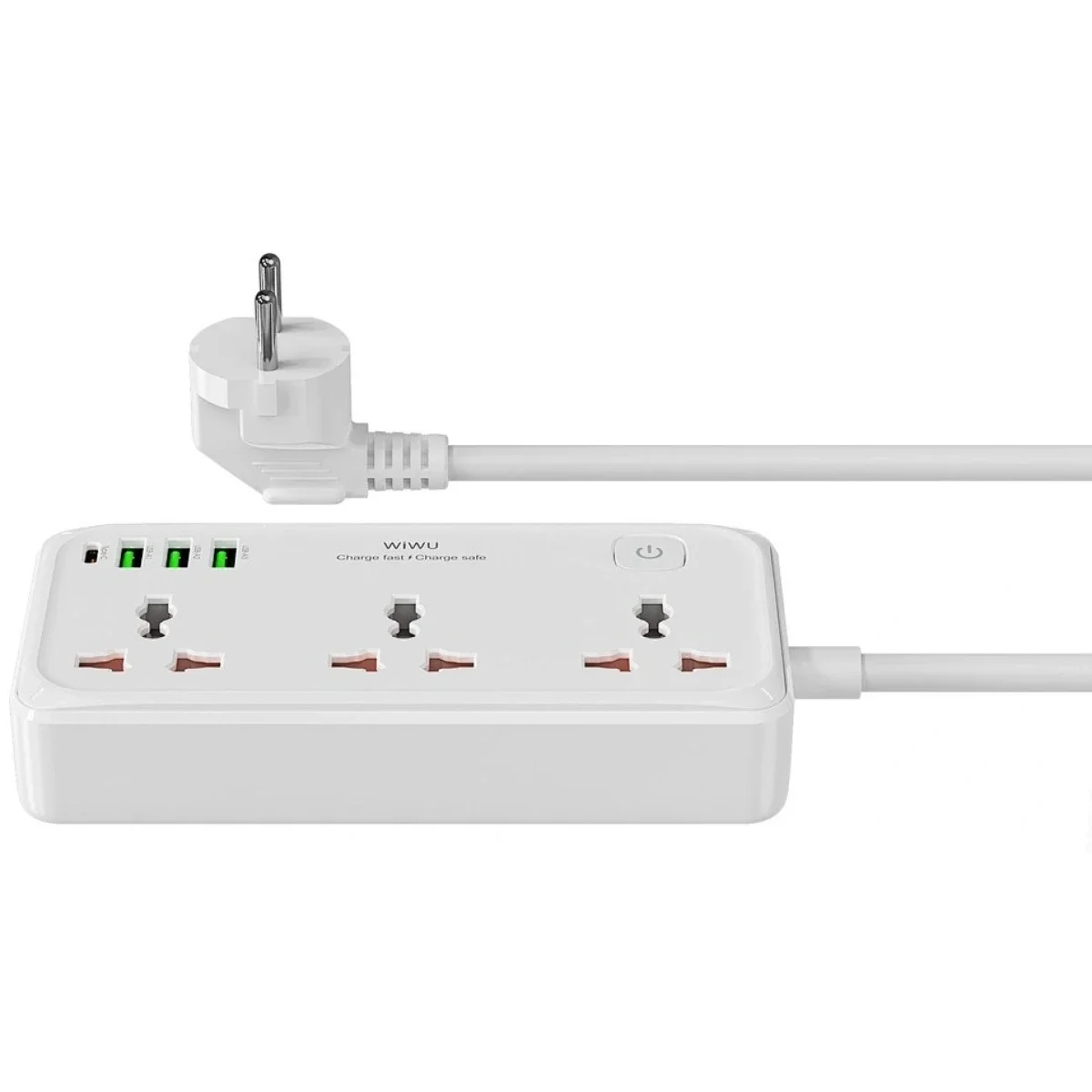 مشترك كهربائي WIWU Wi-S005 ‏7 في 1 بتقنية GaN وشحن USB-C PD بقدرة 30 واط، 4000 واط، أبيض - Thumbnail 3