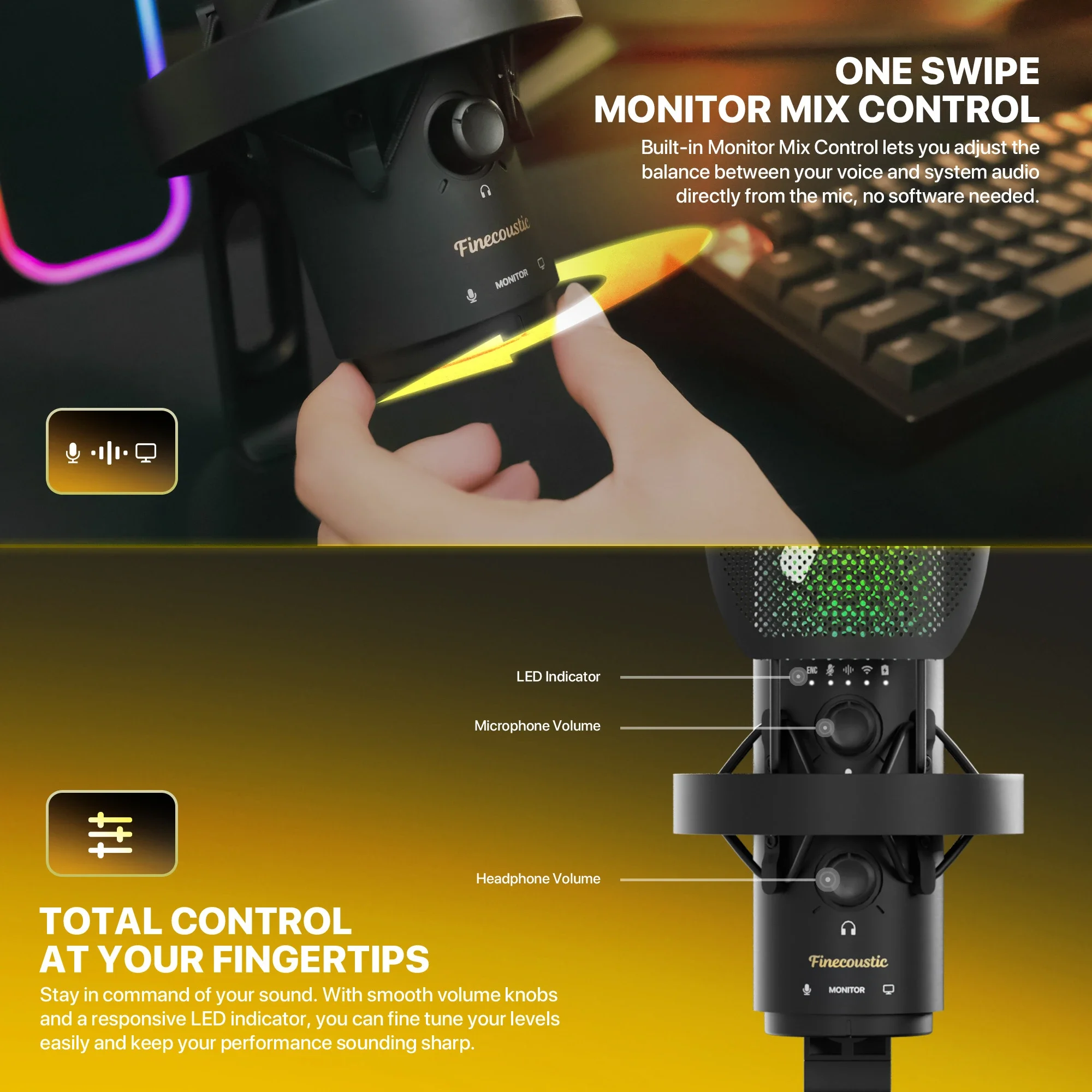 ميكروفون مكثف لاسلكي و سلكي يلتقط صوتك بوضوح طبيعي Fantech - Image 8
