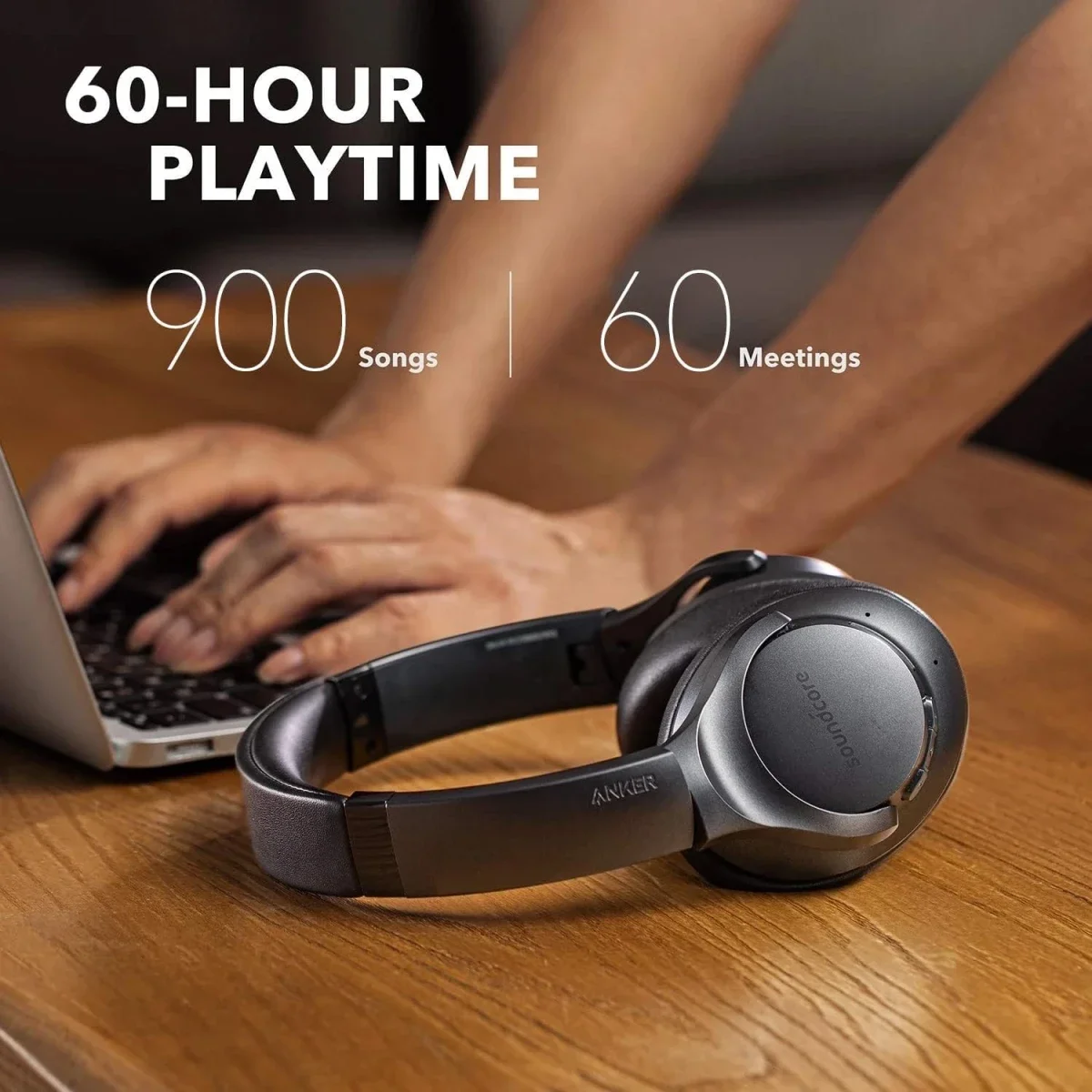 Anker Soundcore Life Q20 Hybrid ANC Wireless Over-Ear Bluetooth Headphones, 60H Playtime, Black - Thumbnail 5