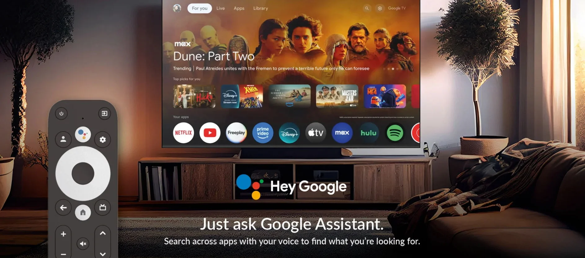 جهاز بث QVWI Q3 Google TV بدقة 4K UHD مع سعة تخزين 32GB وجهاز تحكم صوتي - Thumbnail 8