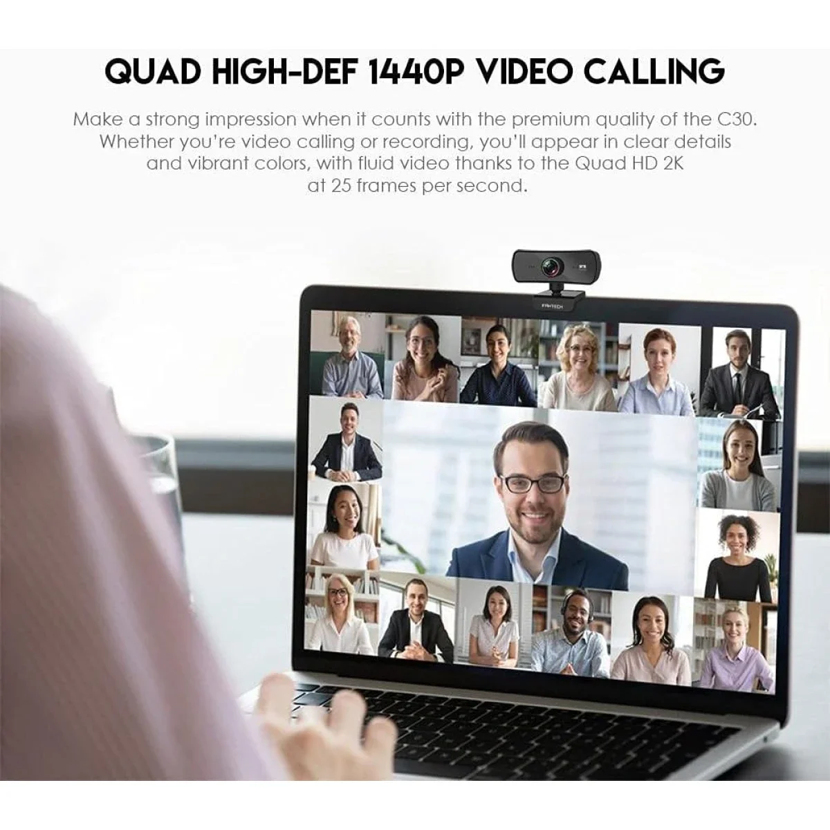 Fantech LUMINOUS C30 2K QHD 4MP USB Webcam with Microphone - Image 4