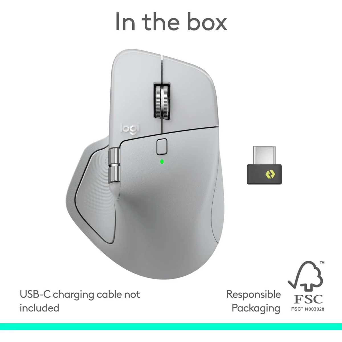Logitech MX Master 4 Ergonomic Wireless Mouse with Haptic Feedback - Pale Grey - Thumbnail 7