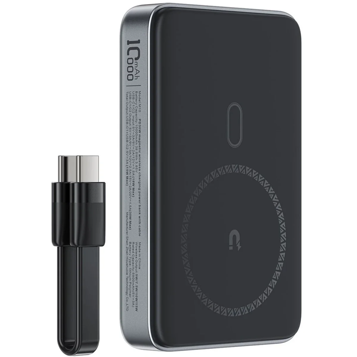 ACEFAST M10 10000mAh Magnetic Wireless Power Bank with PD 30W and 15W Charging - Black