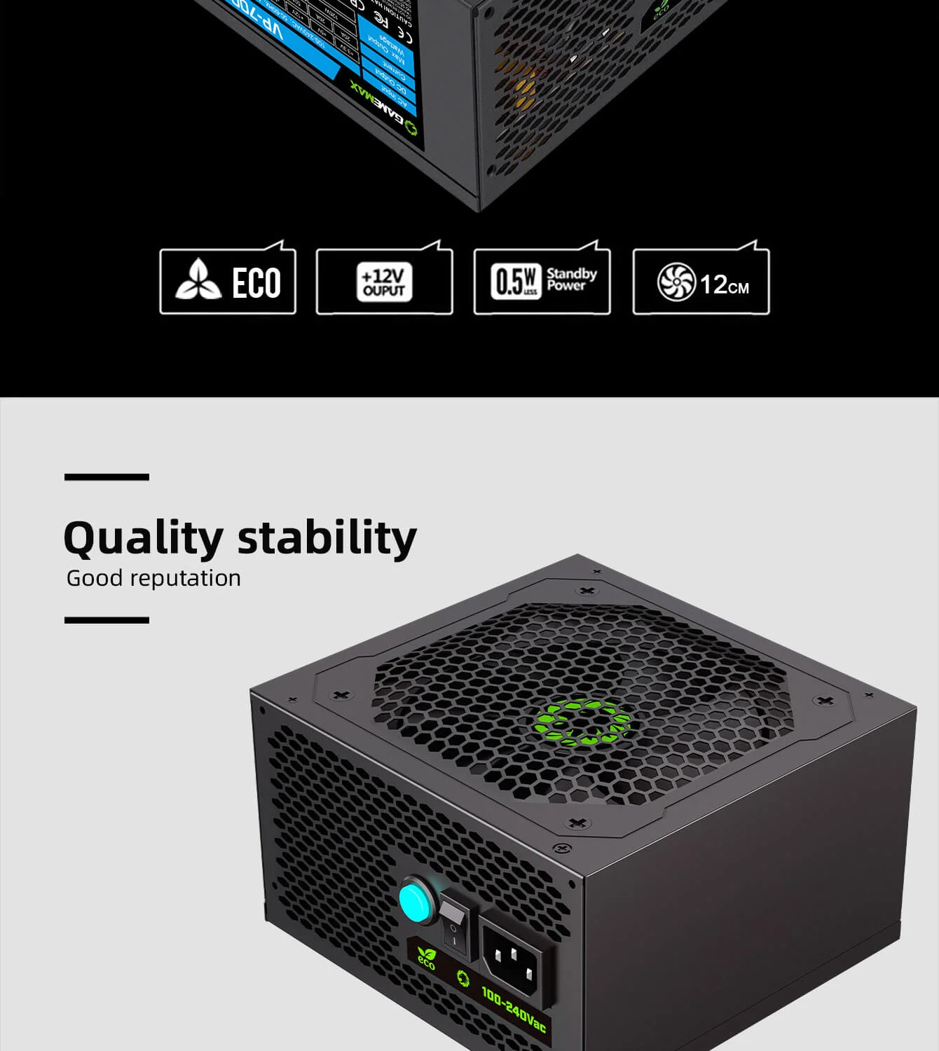 مزود طاقة GameMax VP-700 بقدرة 700 واط 80 PLUS Bronze مع وضع ECO - Image 10