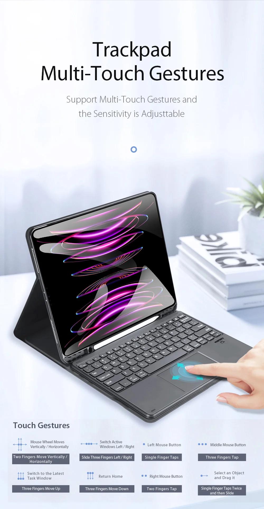 جراب لوحة مفاتيح DUX DUCIS TK Series بلوتوث جلدي مع لوحة لمس لجهاز iPad Pro مقاس 12.9 إنش (2020/2021/2022)، تخطيط إنجليزي - أسود - Thumbnail 16