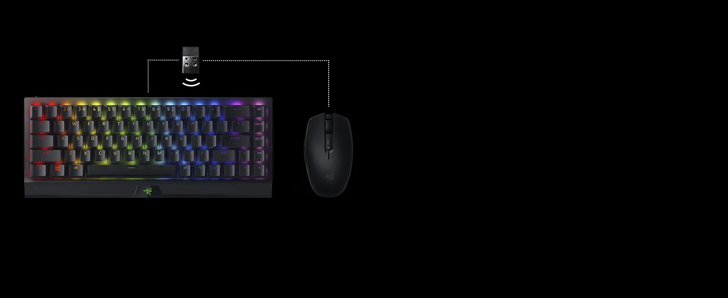 كيبورد ألعاب Razer BlackWidow V3 Mini HyperSpeed لاسلكي ميكانيكي 65% بسويتشات خضراء - Thumbnail 12