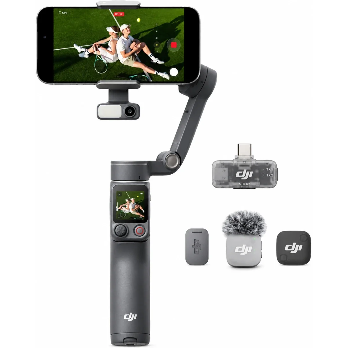 مثبت هاتف ذكي DJI Osmo Mobile 8P Creator Combo ثلاثي المحاور مع Mic Mini 2
