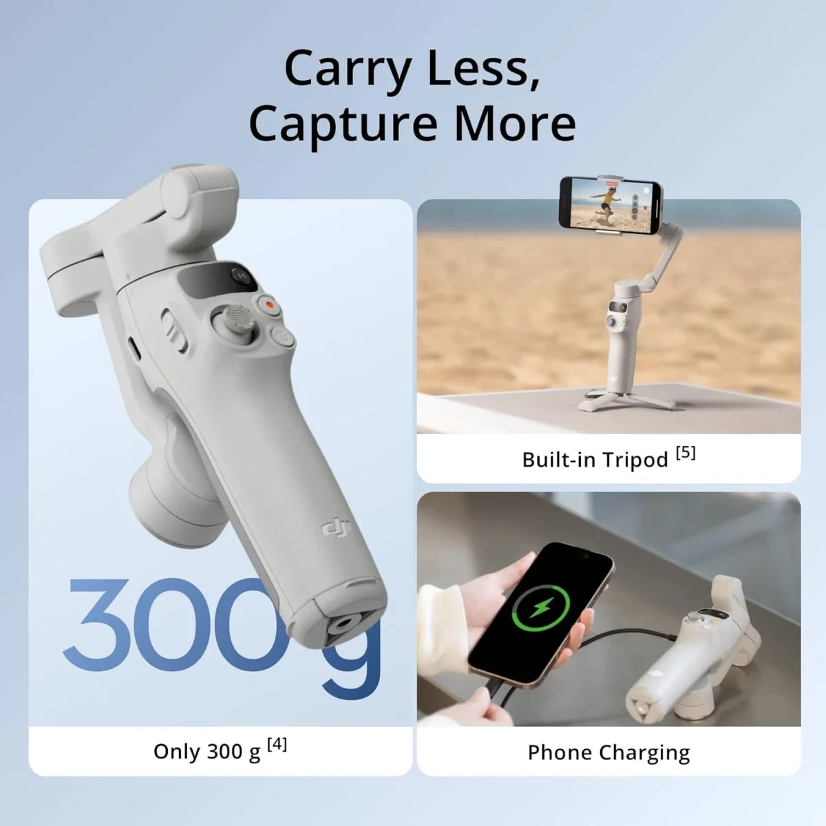 مثبت هاتف DJI Osmo Mobile 7 ثلاثي المحاور مع حامل ثلاثي مدمج - Thumbnail 6