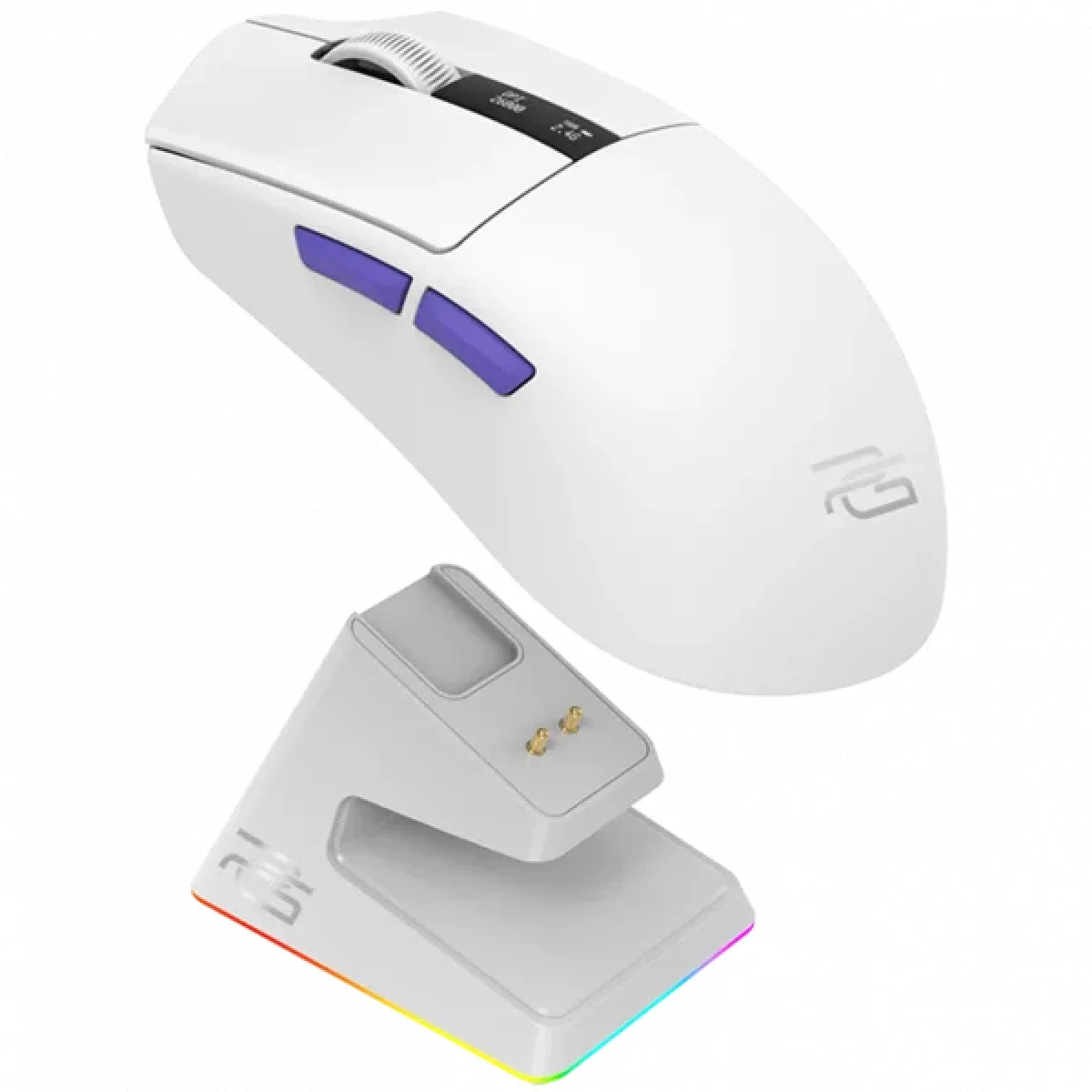 Proove Gaming Jester 8K Tri-Mode Wireless Gaming Mouse 26000 DPI with Charging Dock White/Purple