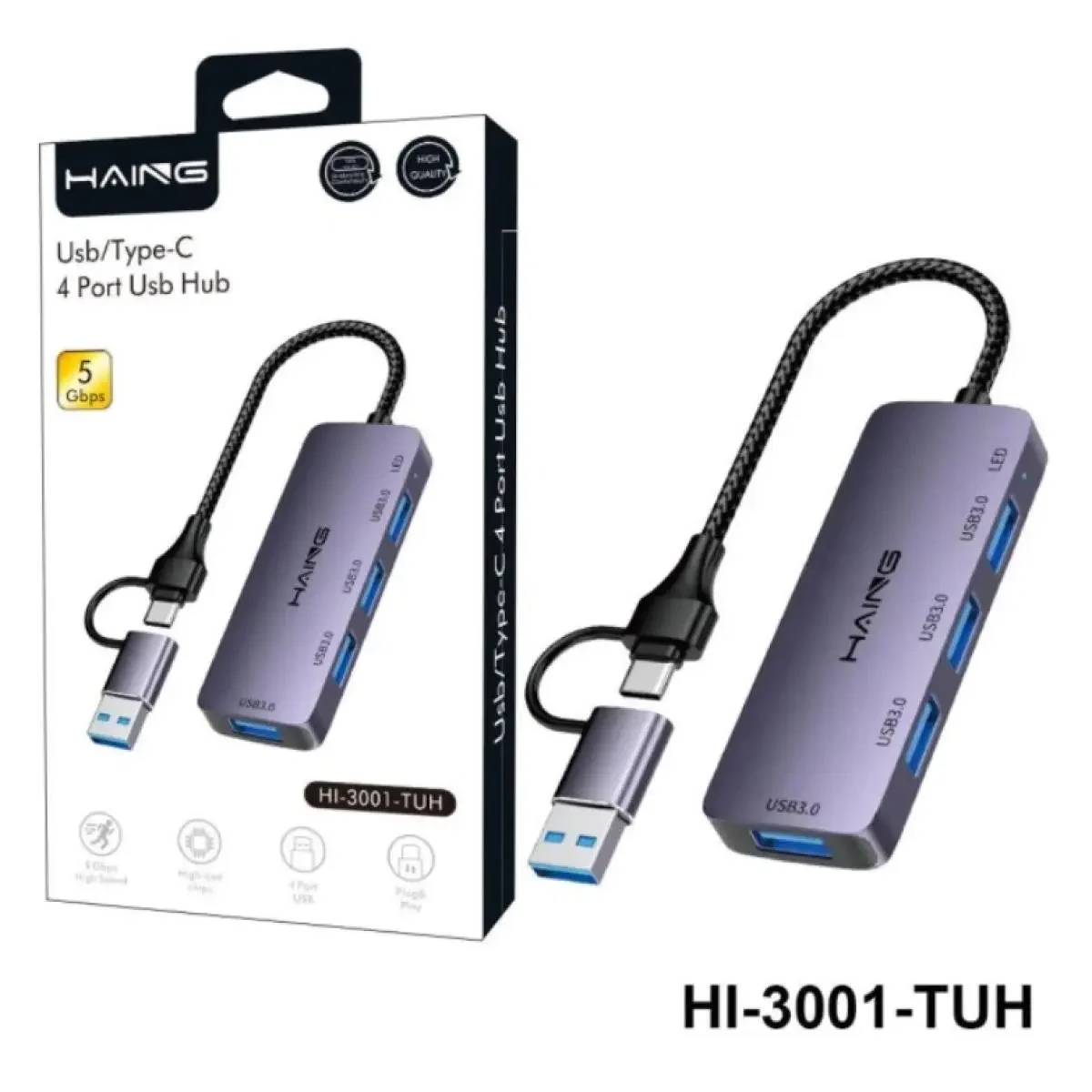HAING HI-3001-TUH USB-C 4-Port USB 3.0 Hub - Thumbnail 2