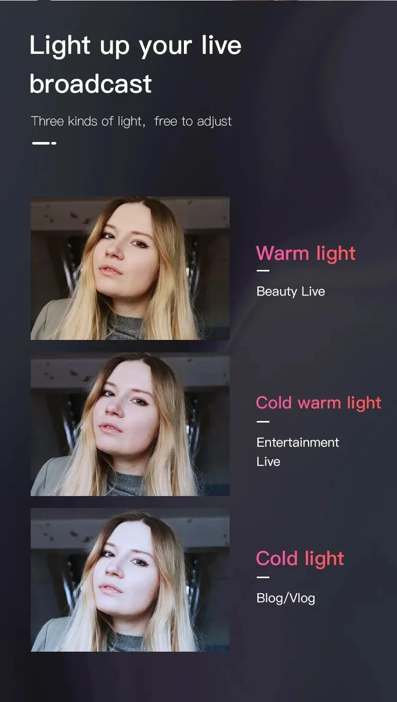 إضاءة حلقية LED Jmary FM-14R مقاس 14 إنش للبث المباشر والتصوير - أسود - Image 12