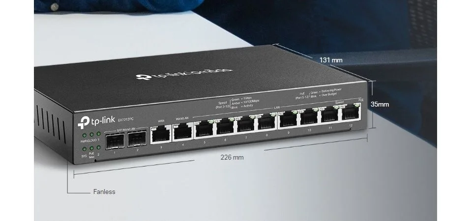 راوتر VPN جيجابت 3 في 1 TP-LINK Omada ER7212 مع سويتش PoE+ بقدرة 110 واط ووحدة تحكم - Image 8