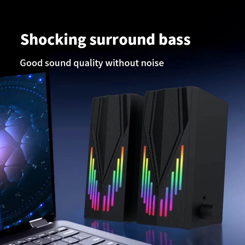 E-1065 RGB Desktop Stereo Speakers with USB Power and 3.5mm AUX Audio - Image 7
