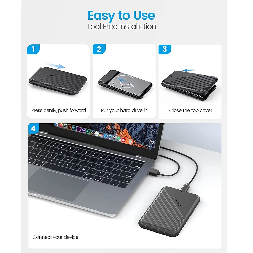 علبة هارد ORICO ORICO-25PW1-C3-BK-EP مقاس 2.5 إنش USB 3.1 Gen 1 Type-C - أسود - Thumbnail 4