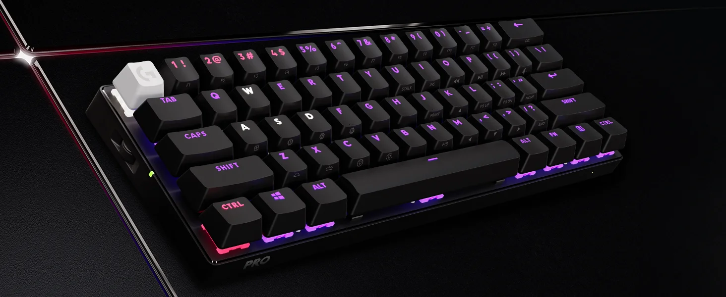 لوحة مفاتيح ألعاب Logitech G PRO X 60 LIGHTSPEED ميكانيكية لاسلكية 60% بمفاتيح GX البصرية اللمسية - أسود - Thumbnail 11