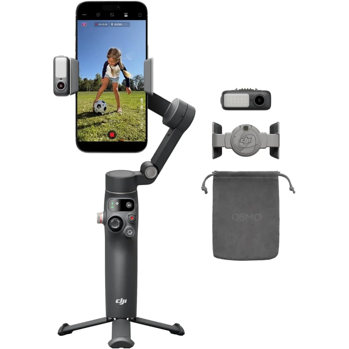 مثبت جوال DJI Osmo Mobile 8 مع تتبع بالذكاء الاصطناعي ودوران 360° وبطارية 10 ساعات