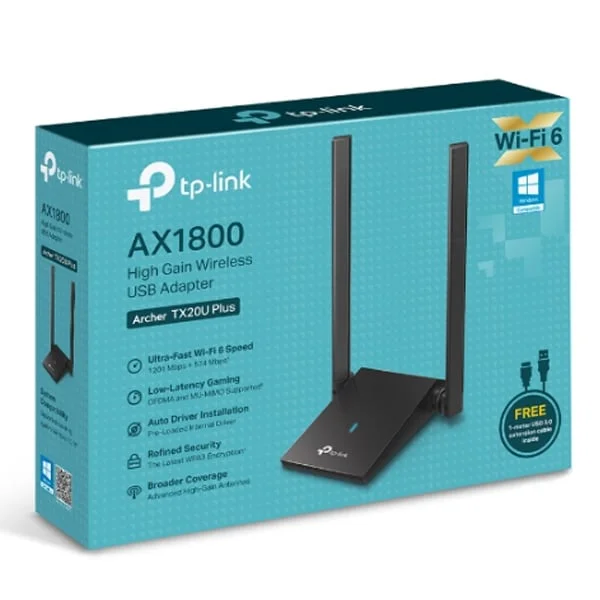 TP-LINK Archer TX20U Plus AX1800 Dual Antenna High-Gain Wireless USB Adapter