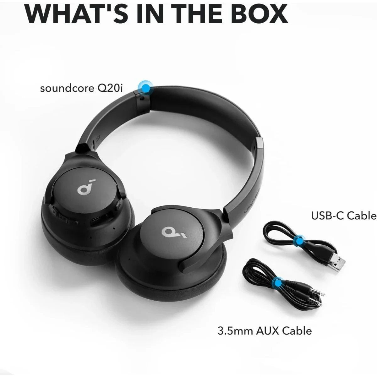 سماعات رأس Anker Soundcore Q20i لاسلكية بعزل ضوضاء هجين ANC، أسود - Thumbnail 8