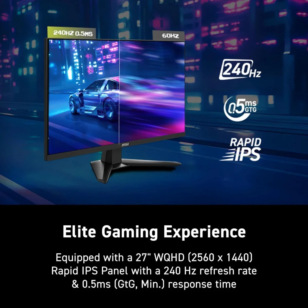 شاشة MSI 27 إنش Rapid IPS للألعاب بدقة 2K ومعدل 240Hz واستجابة 0.5ms - MAG 274QF X24 - Thumbnail 3