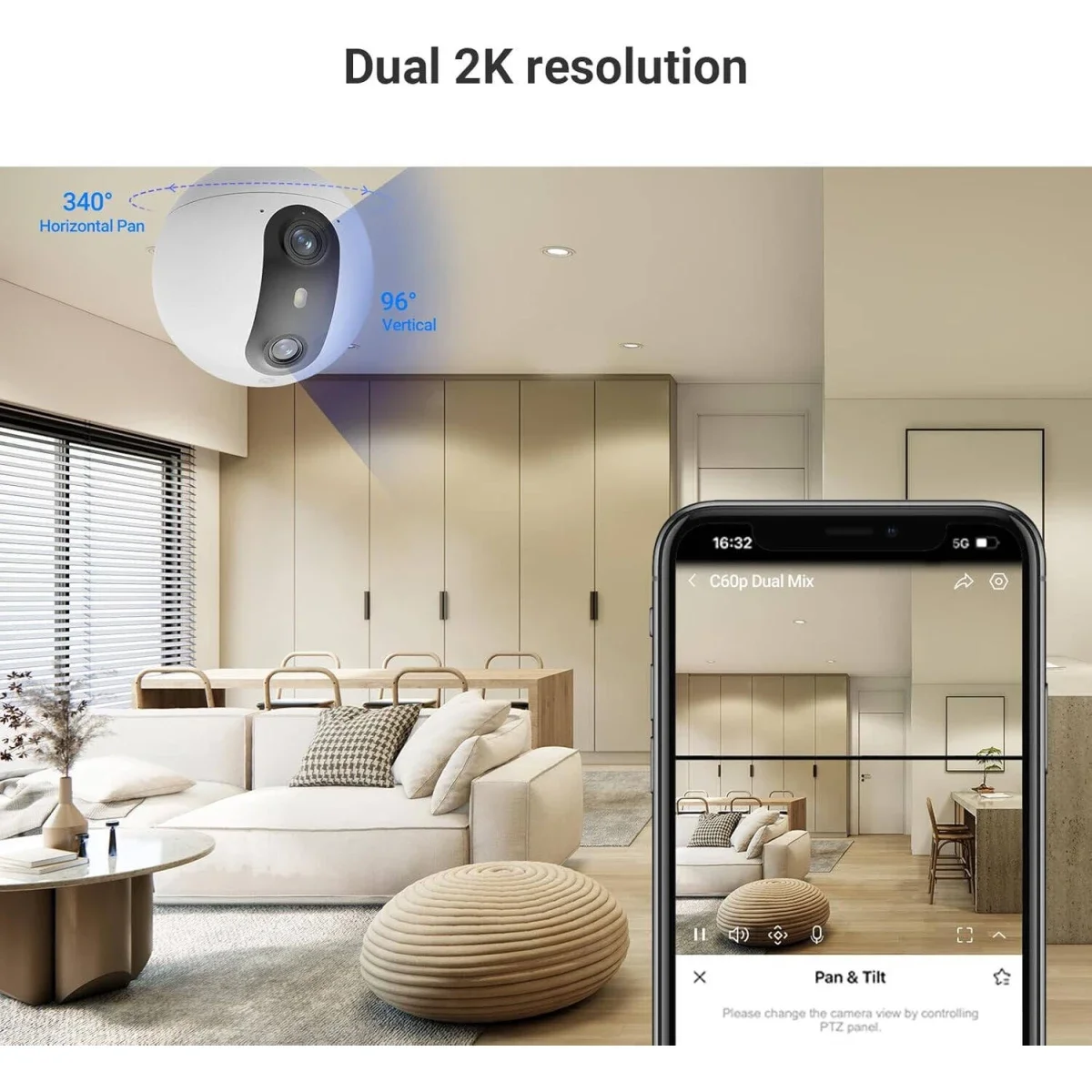 Ezviz C60p Dual Mix Smart Home Wi-Fi Camera 2K Dual-Lens 360° White - Image 6